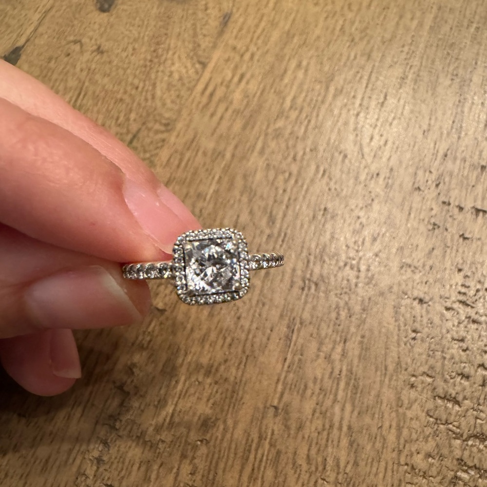 Pandora Square Sparkle Halo Ring in Sterling Silver With Cubic Zirconia